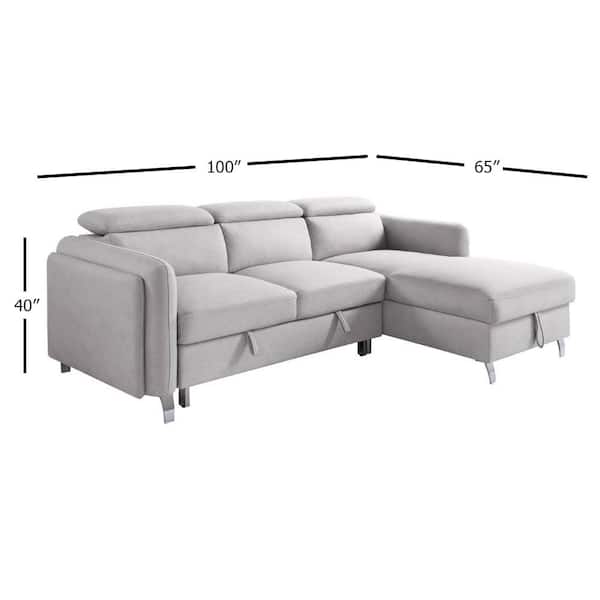 Shipley JEP Grote hoeveelheid Acme Furniture Reyes 65 in. Square Arm 1-Piece Fabric Specialty Sectional  Sofa in Beige with Tight Back 56040 - The Home Depot