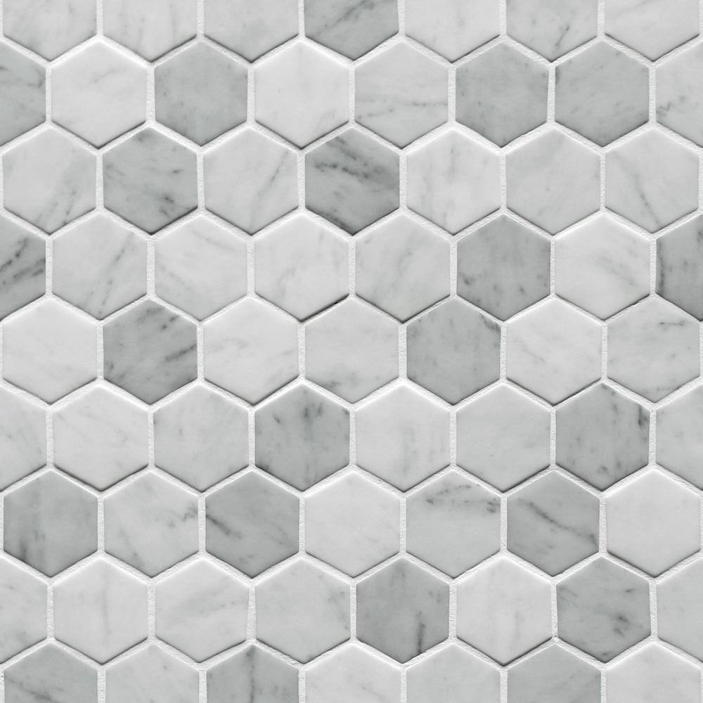 White Carrara Hexagon Matte Recycled Glass Mosaic Tile