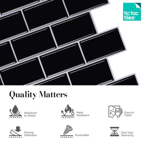 Subway Black 12 in. W x 12 in. H Peel and Stick Decorative Mosaic Wall Tile Backsplash (5 Tiles) Subway Black 12 in. W x 12 in. H Peel and Stick Decorative Mosaic Wall Tile Backsplash (5 Tiles)