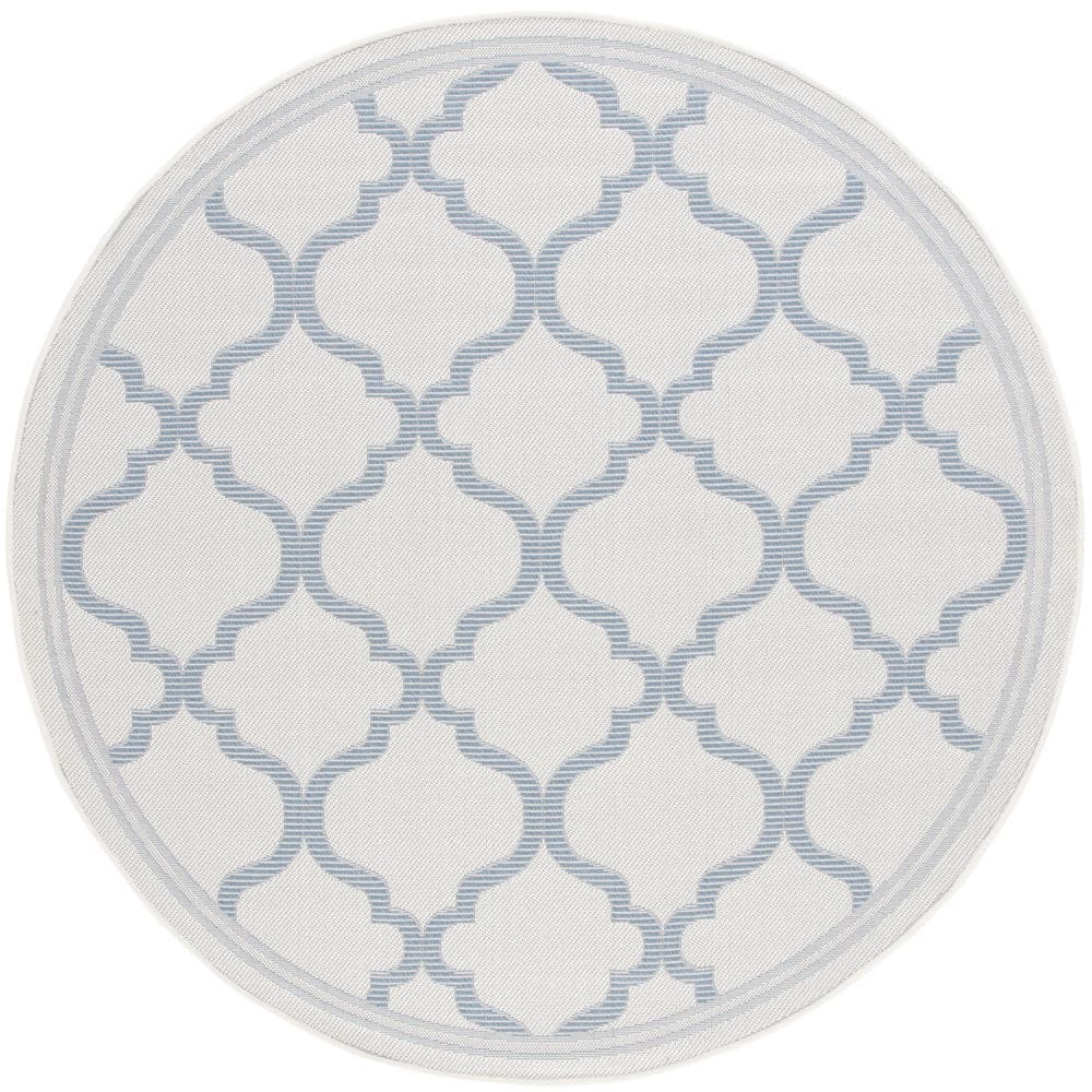 Bermuda Ivory/Blue 7 ft. x 7 ft. Machine Washable Border Trellis Indoor/Outdoor Round Area Rug price history on PriceWatchPro