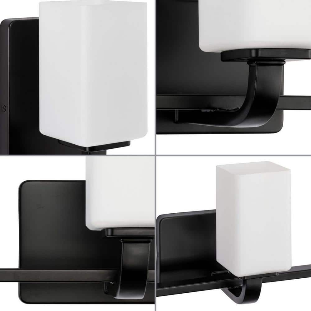 Matte Black 3-Light Wall Sconce with Etched Opal Glass