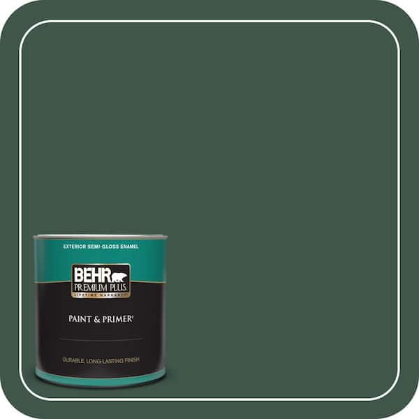 BEHR PREMIUM PLUS 1 qt. #470F-7 Deep Jungle Semi-Gloss Enamel Exterior Paint & Primer