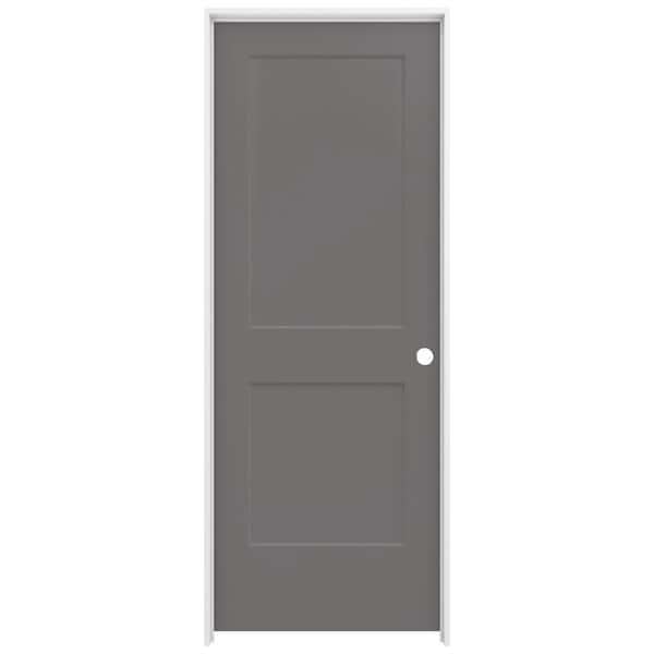 JELD-WEN 30 in. x 80 in. Monroe Weathered Stone Left-Hand Smooth Solid Core Molded Composite MDF Single Prehung Interior Door