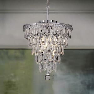Interior Decor Glass Tear Drops 3-Lights Chrome Chandelier Pendant Ceiling Lighting