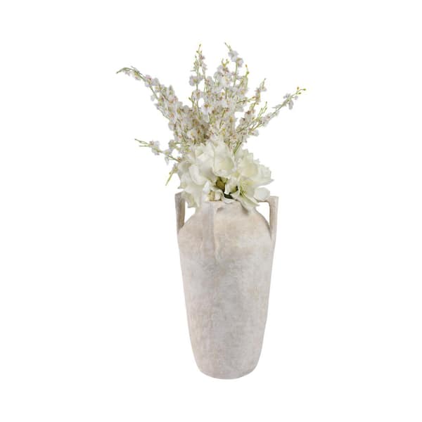 25.5 in. White Paper Mache Handle Decorative Vase