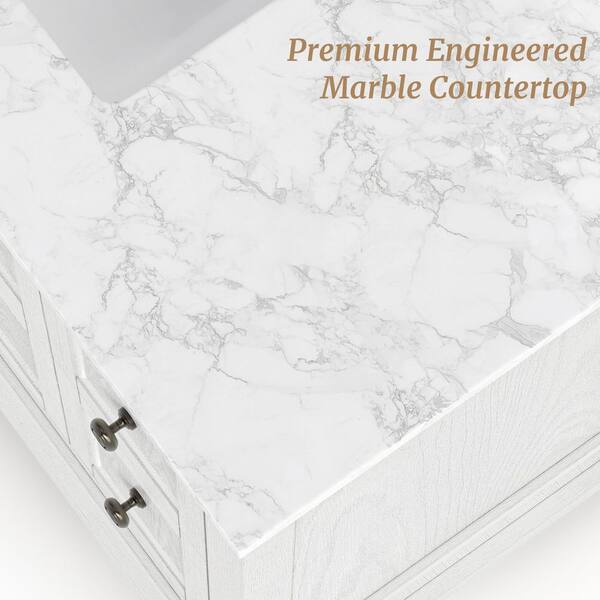 OrangeOne 36 in. W Single Sink Freestanding White Bath Vanity with