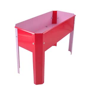 24 in. L x 17.5 in. W x 10.5 in. H Red Metal Elevated Garden Bed