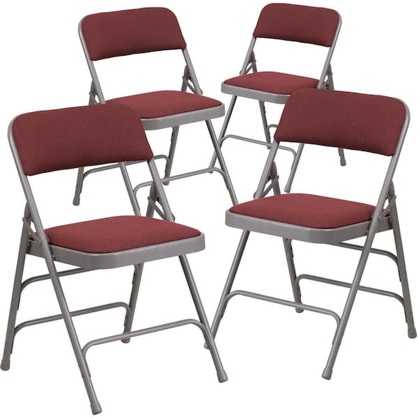 Carnegy Avenue Burgundy Patterned Metal Folding Chair (4-Pack)