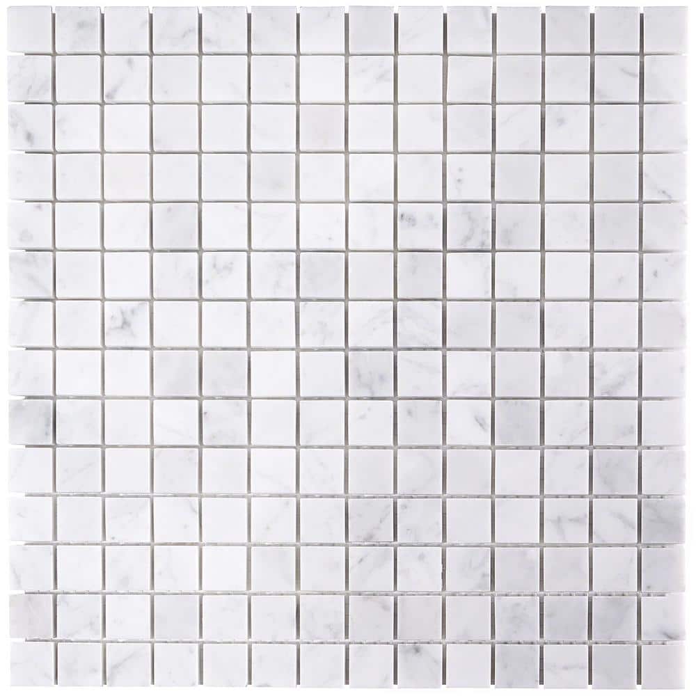 White Carrara Marble 1x1 Square Mosaic Wall Tile