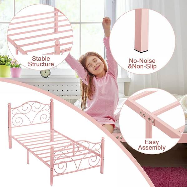 VECELO Bed Frame Twin Size Bed Mattress Foundation Support