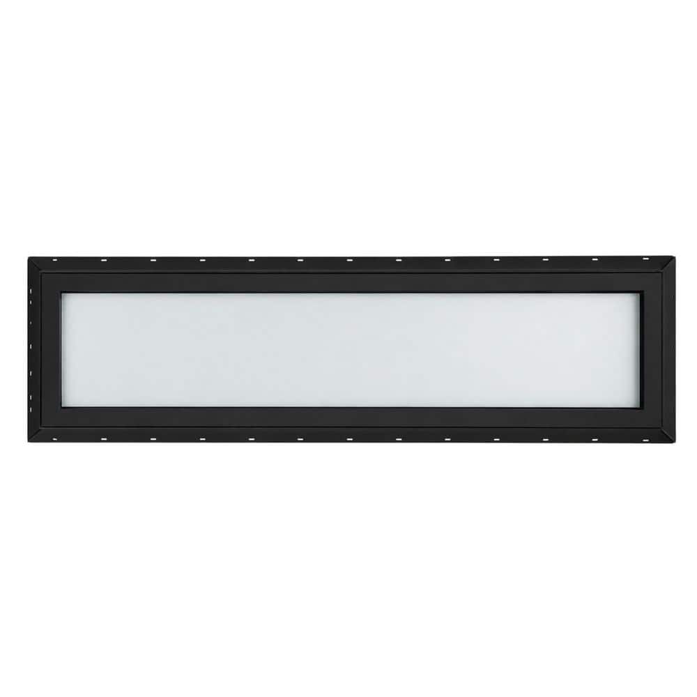 48 in. x 12 in. Frosted Acid-Etched Glass Fixed New Construction Black Vinyl Window price history on PriceWatchPro