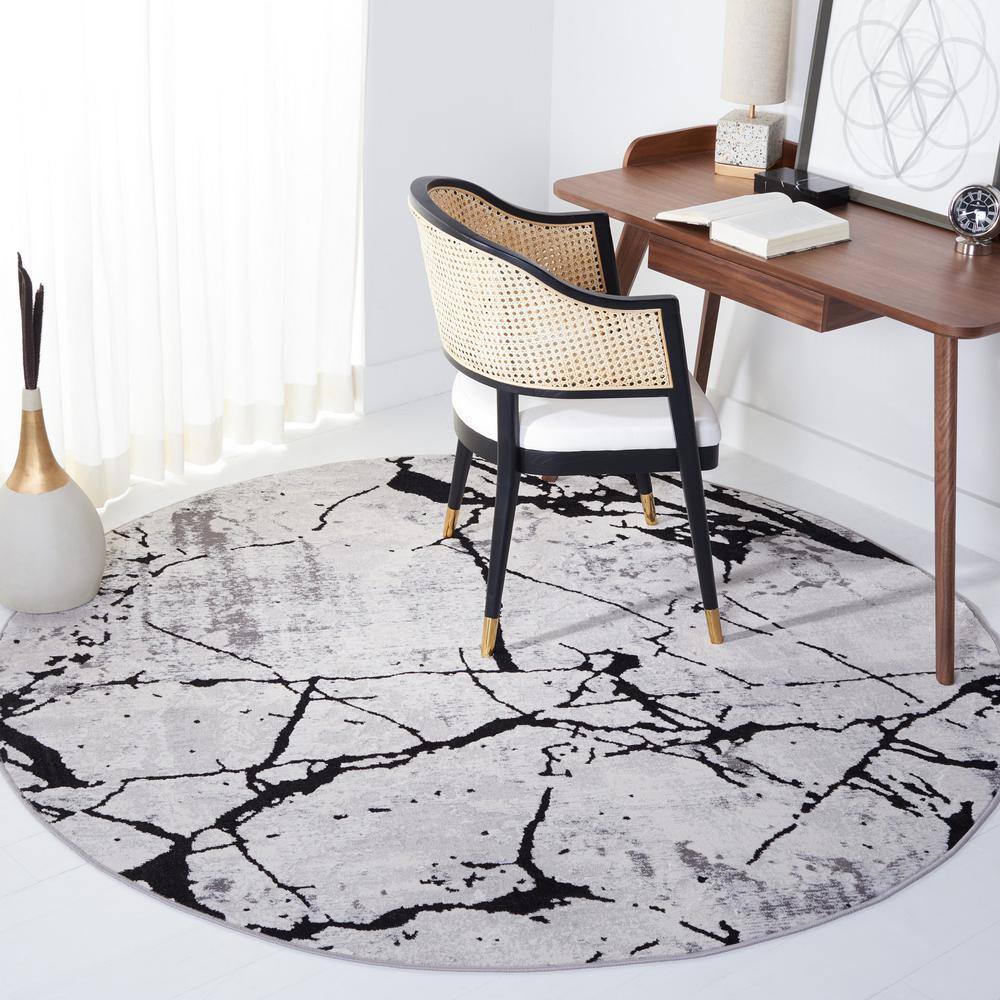 Amelia 10 X 10 Gray/Black Abstract Round Rug price history on PriceWatchPro