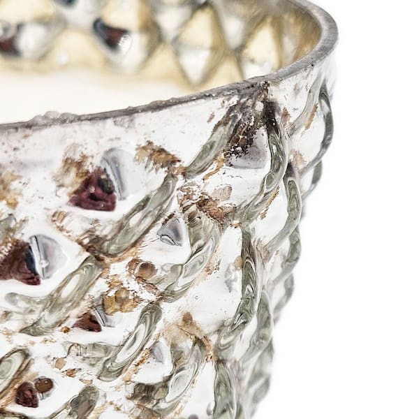 White Earl Grey Scented Soy Wax Candle, Silver Glass Texture