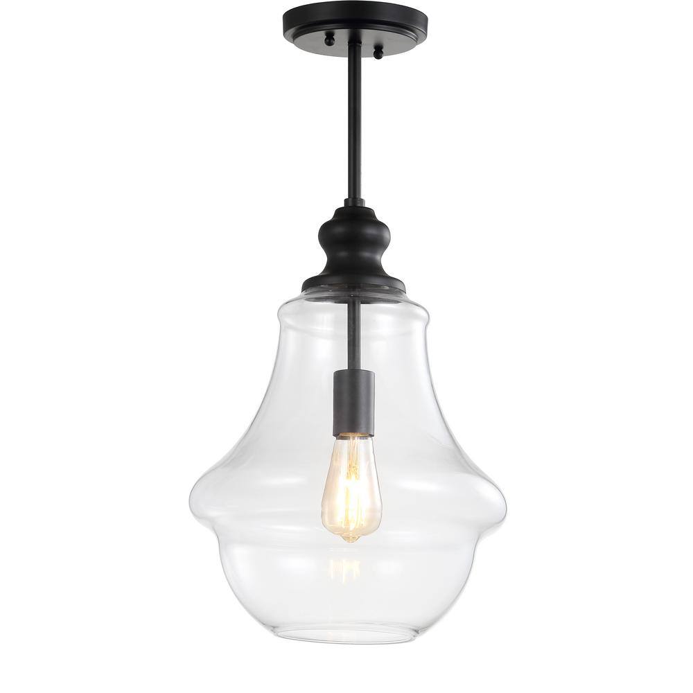 Adam 12" Oil Rubbed Bronze Farmhouse Glass LED Pendant