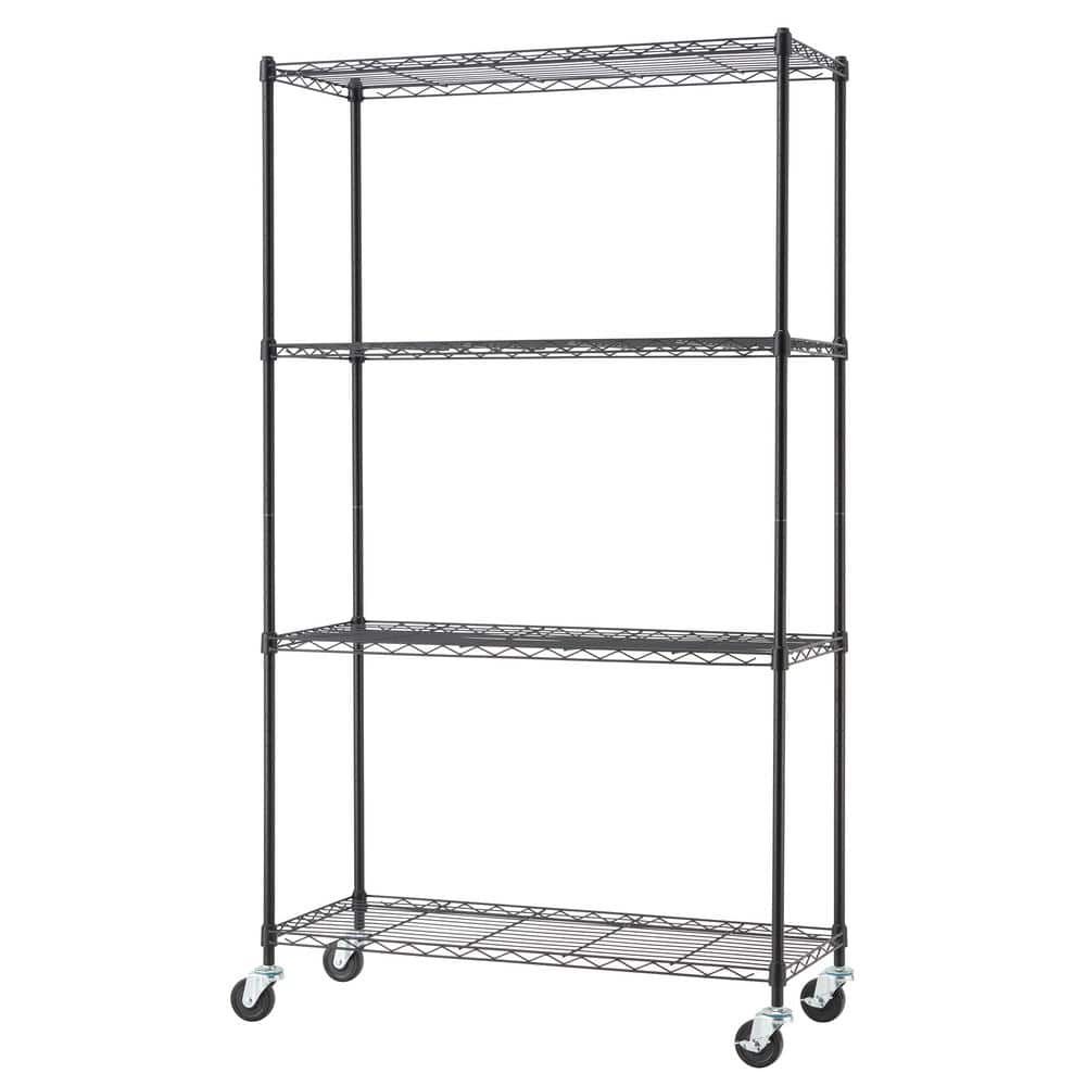Trinity EcoStorage 4-Tier Black Steel Wire Shelving Unit