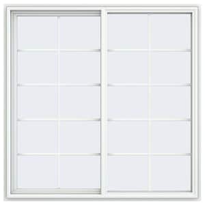 59.5 in. x 59.5 in. V-4500 Series White Vinyl Left-Handed Sliding Window with Colonial Grids/Grilles