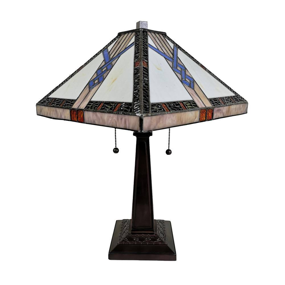 23" Tall Stained Glass Tiffany Style Table Lamp with Multi-Color Shade