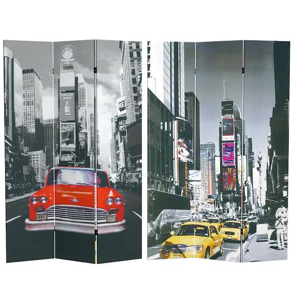 Oriental Furniture 6 ft. Printed 3-Panel New York City Taxi Room Divider