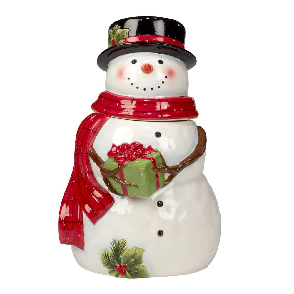 UPC 730384372676 product image for Certified International Snowman's Farmhouse 6.5 in. Earthenware 3-D Cookie Jar | upcitemdb.com