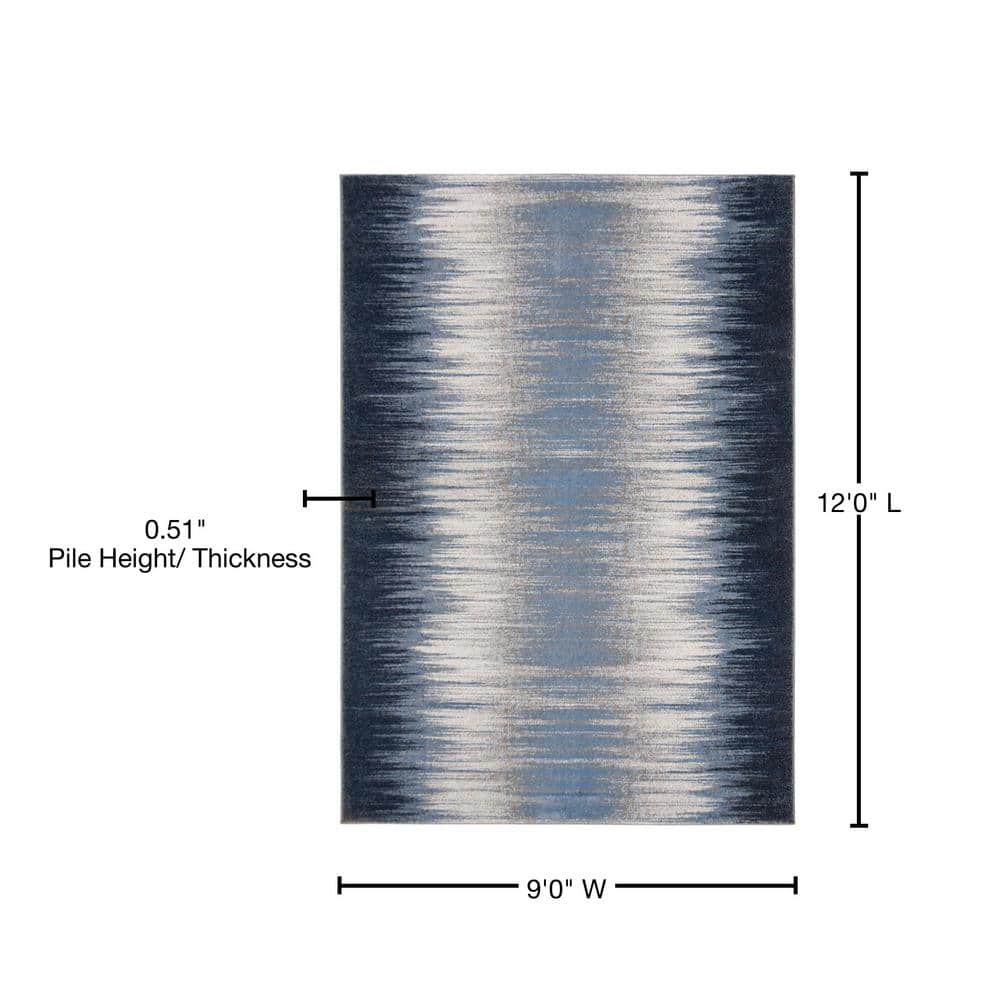 Celestial Blue Abstract 9' x 12' Synthetic Area Rug