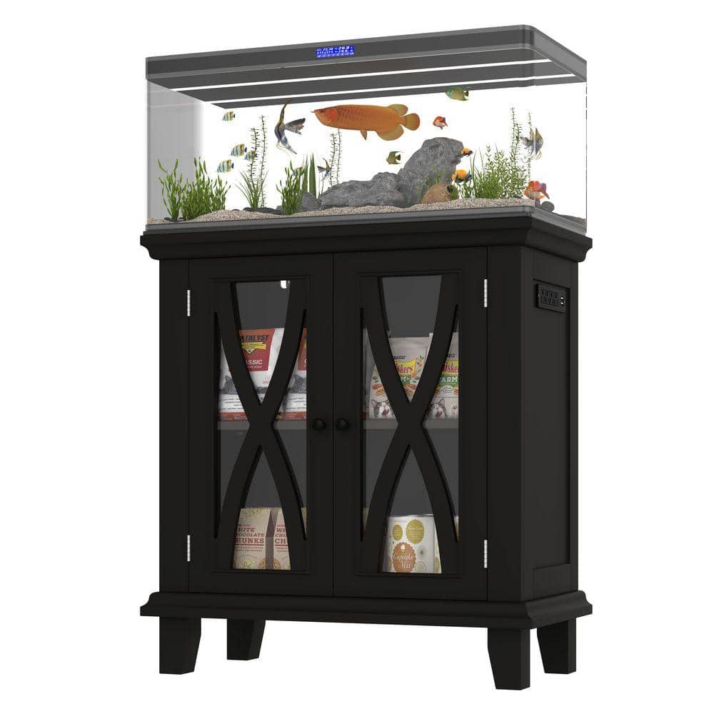 Nestfair 34.25 in. H Black 10-20 Gallon Fish Tank Stand Aquarium