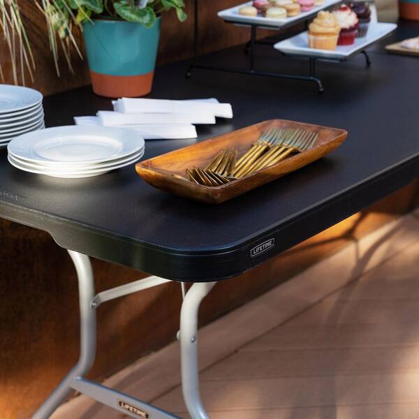 Lifetime 8 ft. Fold-in-Half Resin Table; Black 80975 - The Home Depot