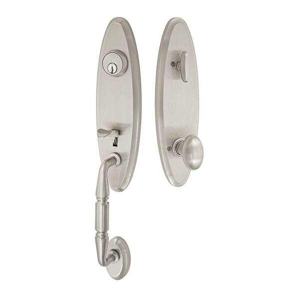 Fusion Solid Brass Brushed Nickel Renwood Interconnect Interior Handleset with Egg Knob
