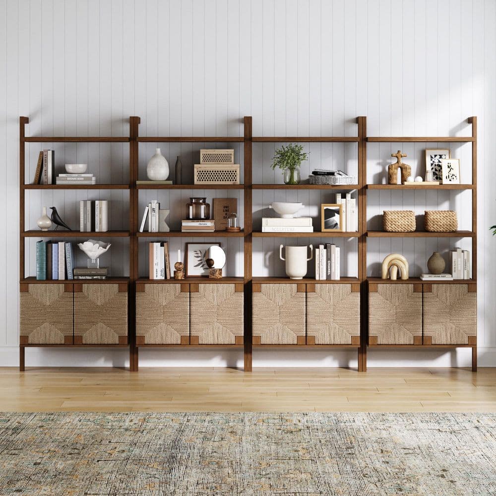 Nathan James Beacon 72 in. Tall Dark Brown Solid Wood 3-Shelf Boho ...