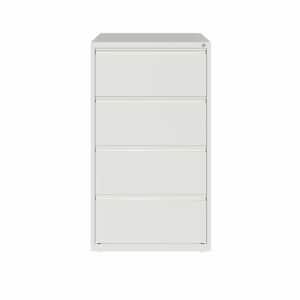 30 in. W 4-Drawer White Metal Lateral File Cabinet for Home and Office, Holds Letter, Legal and A4 Hanging Folders