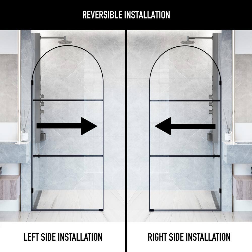 Arden Matte Black 34" x 78" Framed Shower Screen with Clear Glass
