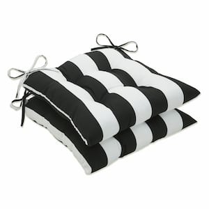 Striped 19 in. x 18.5 in. Outdoor Dining Chair Cushion in Black/White (Set of 2)