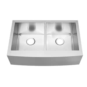 Oslo Collection 33 in. Undermount Double Bowl 18-Gauge Stainless Steel Farmhouse Apron-Front Kitchen Sink