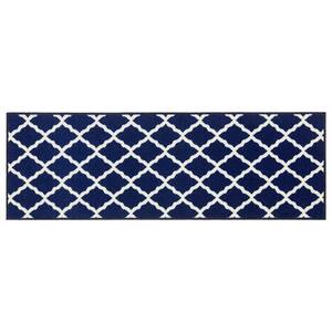 Glamour Collection Non-Slip Rubberback Moroccan Trellis Design 2x5 Indoor Runner Rug, 1 ft. 8 in. x 4 ft. 11 in., Navy