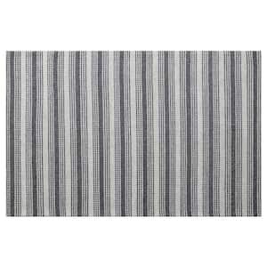 Fana Dark Gray/Ivory 8 ft. x 10 ft. Transitional Striped Organic Wool Indoor Area Rug