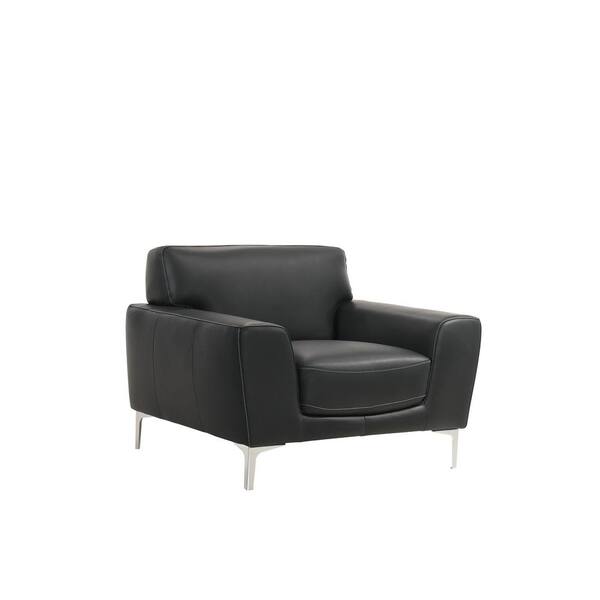 NEW CLASSIC HOME FURNISHINGS Carrara Black Top Grain Leather Upholstered Armchair L98610BLK