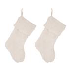 21 in. H White Polyester Plush Christmas Stocking (2-Pack)
