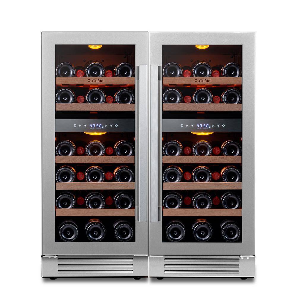 30 in. Quad Zone Built-in /Freestanding Cellar Cooling 56-Bottle Wine Cooler Side-By-Side Fridge in Stainless Steel price history on PriceWatchPro