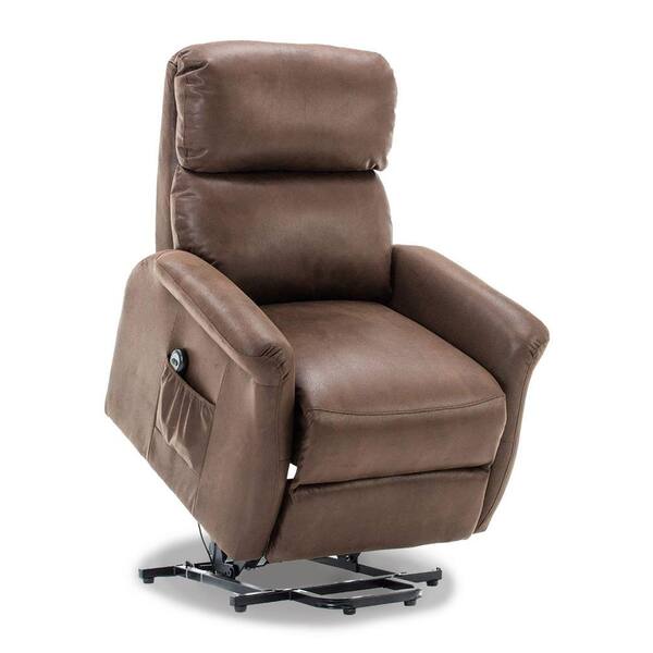 Unbranded 37 in. Width Big and Tall Brown Faux Leather Lift Recliner