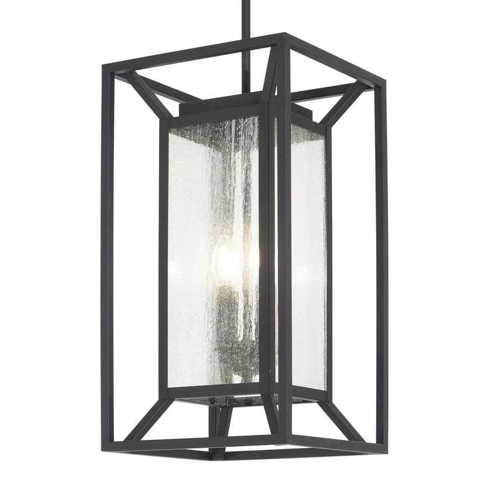 Sand Coal 4-Light Outdoor Hanging Lantern with Clear Seeded Glass