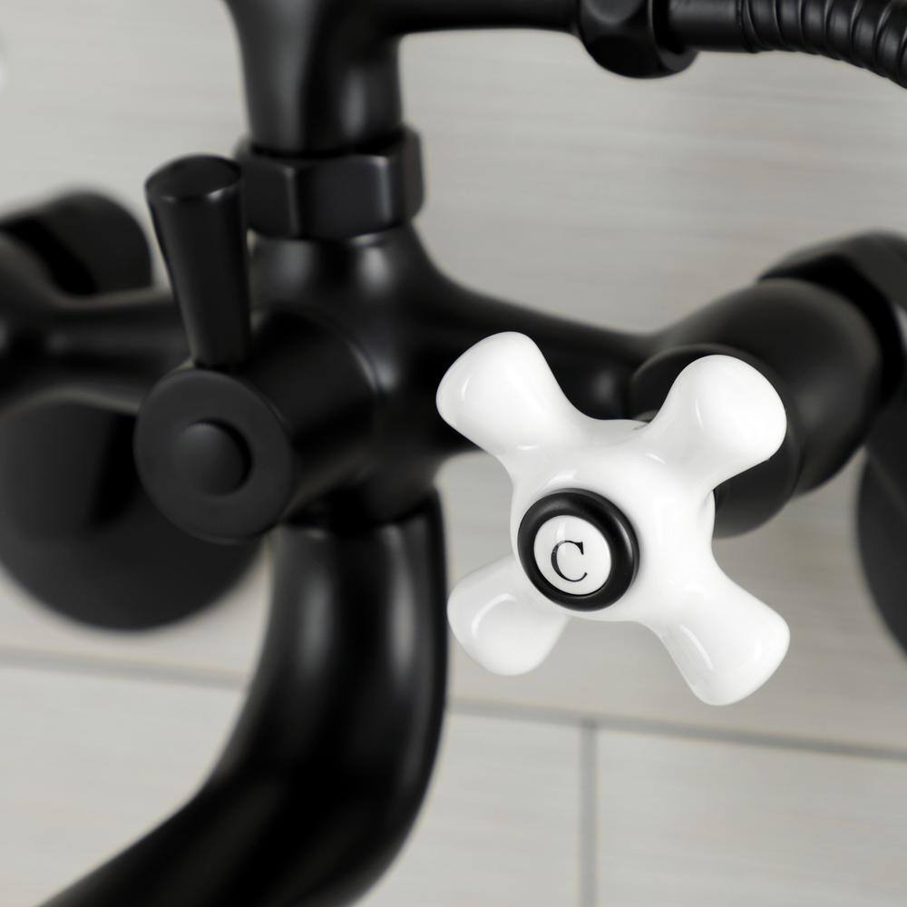 Matte Black Brass Wall Mount Clawfoot Tub Faucet with Hand Shower
