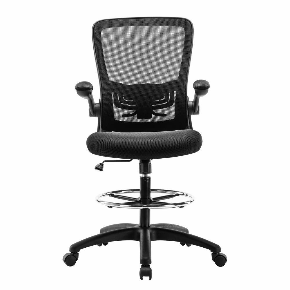 Serena Mesh Drafting Chair  Tall Office Chair for Standing Desk Flip-up by Naomi Home-Base Color: Black