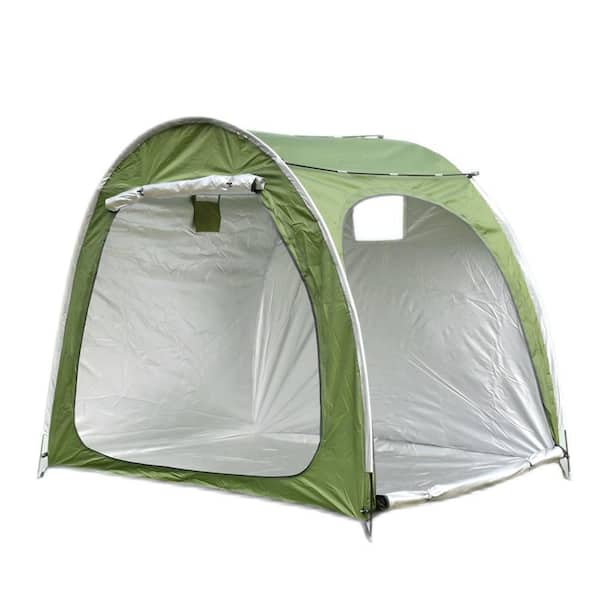 Portable Outdoor Cycling Bike Storage Shed Tent Green Double Door Thick Silver Oxford Fabric Anti UV