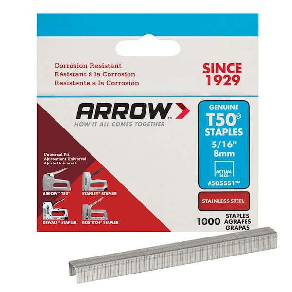 505SS1 NEW ARROW STAINLESS STEEL STAPLES 5/16" T50 