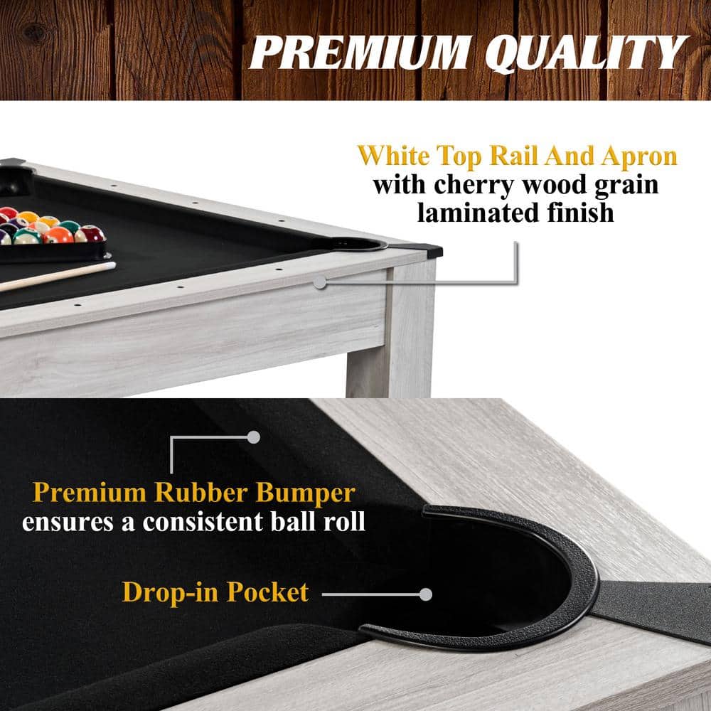 Monteray 7' Gray Wood 3-in-1 Pool, Ping Pong, Dining Table
