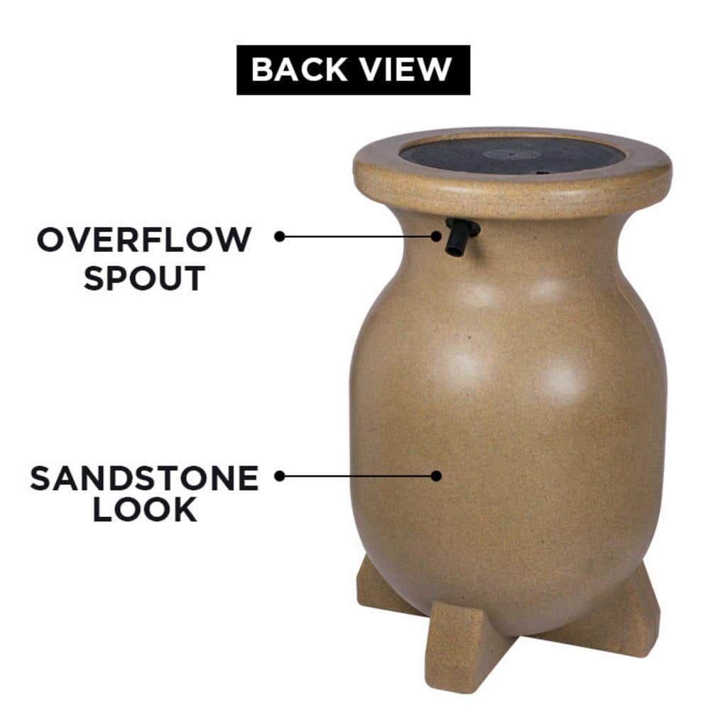 Beige Sandstone-Look 55 Gallon Rain Barrel with Brass Tap