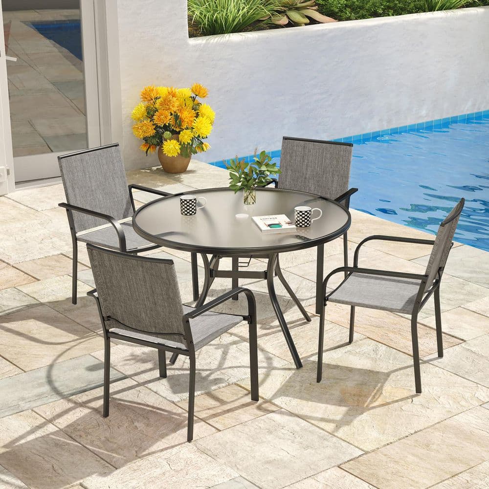 5-Piece Outdoor Dining Set with Tempered Glass Top Table price history on PriceWatchPro