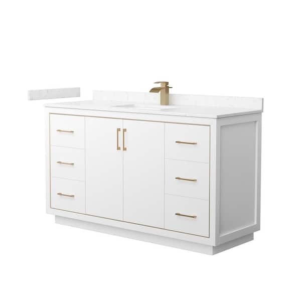Wyndham Collection Icon 60 in. W x 22 in. D x 35 in. H Single Bath Vanity in White with Carrara Cultured Marble Top