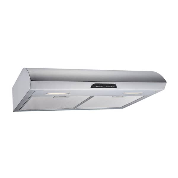 30 in.  600 CFM Convertible Under Cabinet Range Hood in Stainless Steel with Mesh, Charcoal Filters and Touch Controls