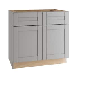 Washington Veiled Gray Plywood Shaker Assembled Base 2 Drawers Kitchen Cabinet Soft Close 33 in W x 24 in D x 34.5 in H