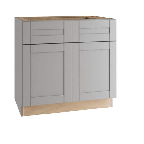 Home Decorators Collection Washington Veiled Gray Plywood Shaker Assembled Bath Vanity Cabinet Soft Close 33 in W x 21 in D x 34.5 in H